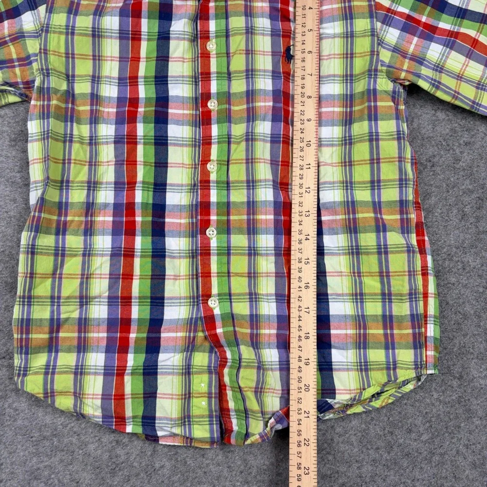 Ralph Lauren Button Down Shirt Boys Small Multi Color Plaid Short Sleeve